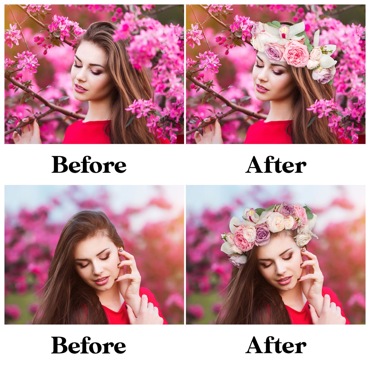 Flower crown overlays, flower headband overlay, floral head wreath, Photoshop overlays, hair flowers overlay, Headpieces Transparent PNG
