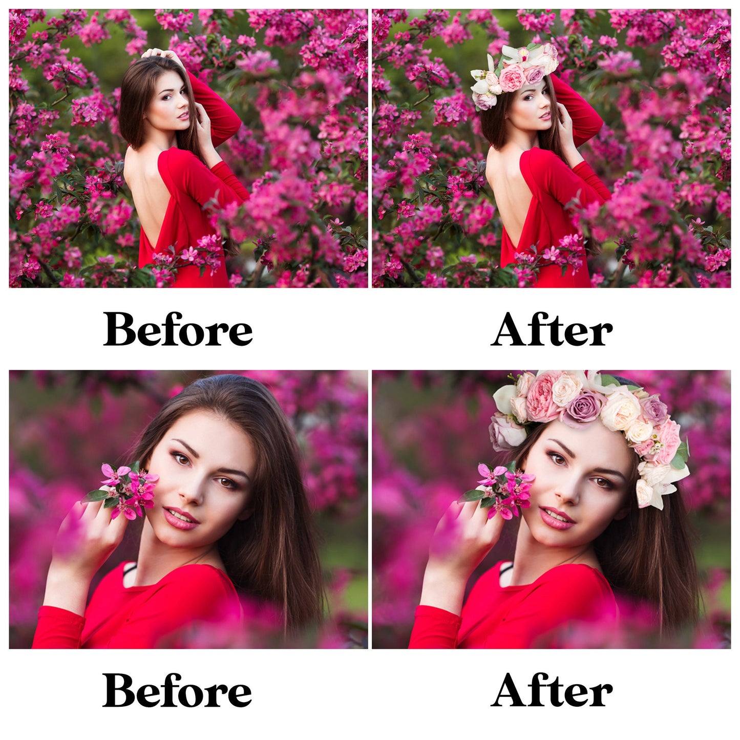 Flower crown overlays, flower headband overlay, floral head wreath, Photoshop overlays, hair flowers overlay, Headpieces Transparent PNG