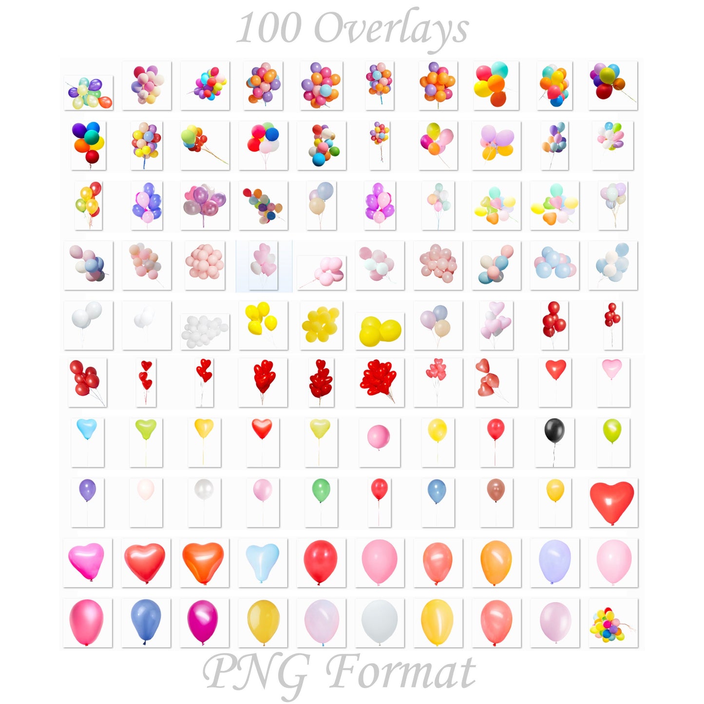 Balloon Overlays for Photoshop - Transparent Birthday & Celebration PNG - Instant Digital Download