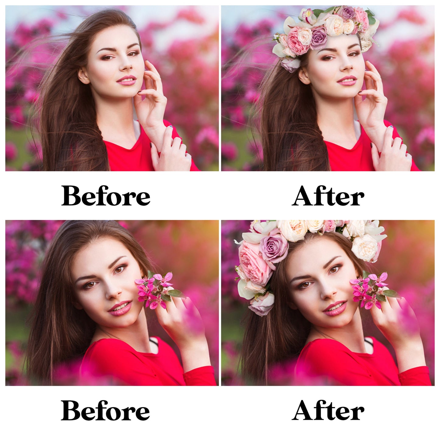 Flower crown overlays, flower headband overlay, floral head wreath, Photoshop overlays, hair flowers overlay, Headpieces Transparent PNG