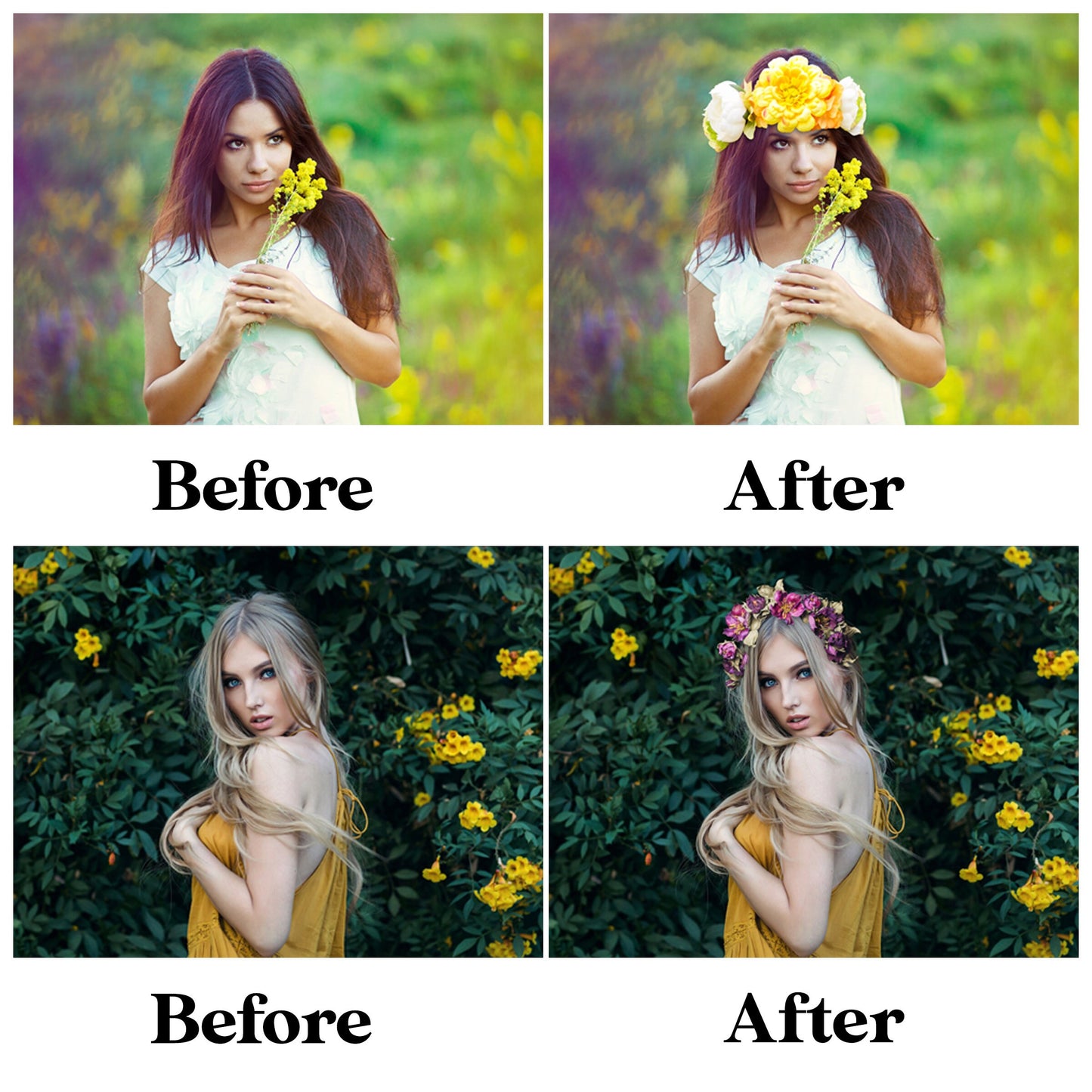 Flower crown overlays, flower headband overlay, floral head wreath, Photoshop overlays, hair flowers overlay, Headpieces Transparent PNG