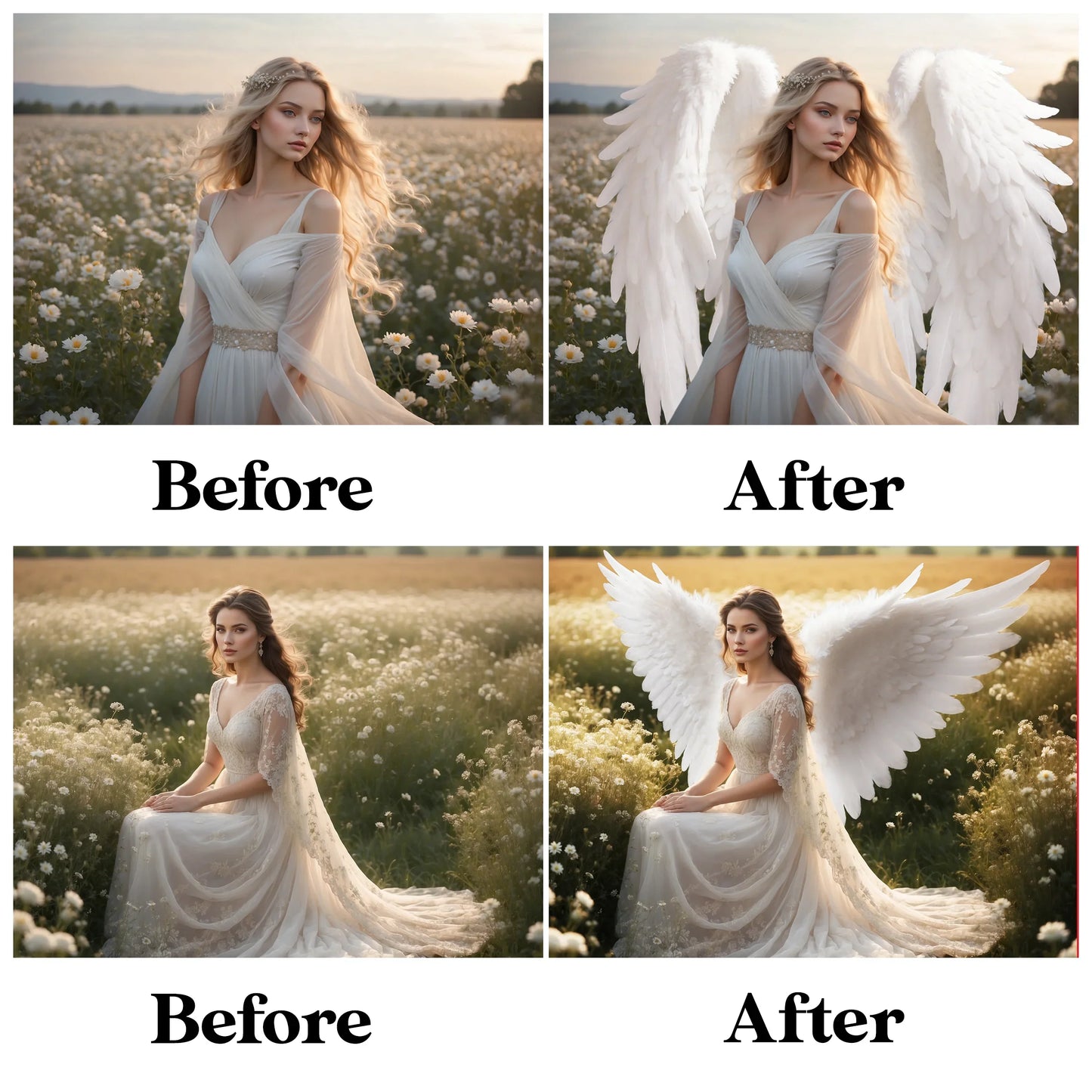 Angel Wings Overlay for Photoshop - Realistic Feather Wings and Maternity Backdrops