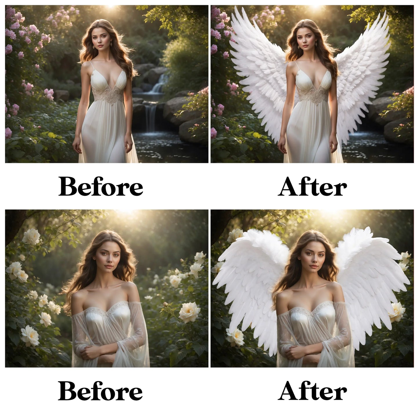 Angel Wings Overlay for Photoshop - Realistic Feather Wings and Maternity Backdrops