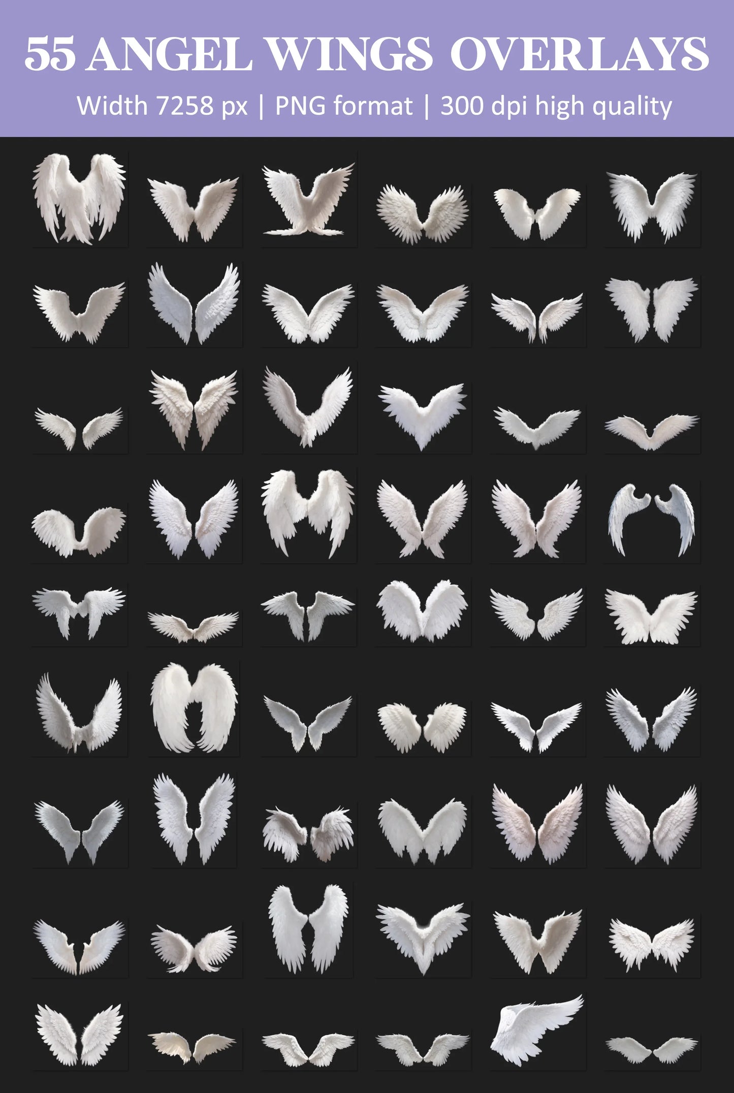 Angel Wings Overlay for Photoshop - Realistic Feather Wings and Maternity Backdrops
