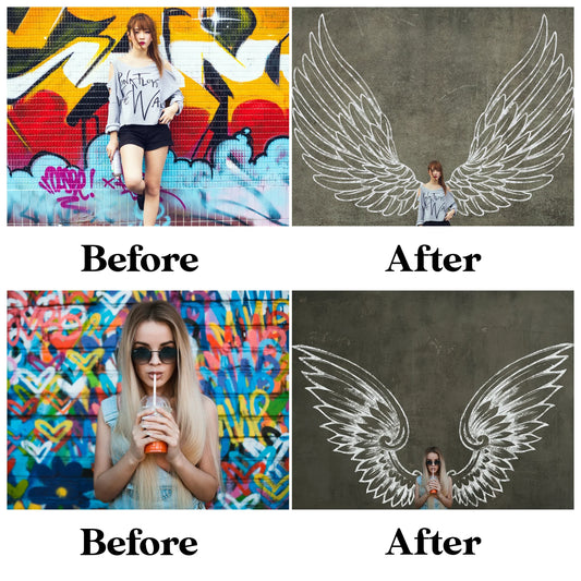 Angel Wings Overlay for Photoshop - Sidewalk Chalk Art and Graffiti Wall Effects