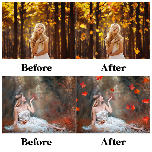 Autumn Leaves Overlays for Photoshop - Falling Fall Foliage and Seasonal Effects