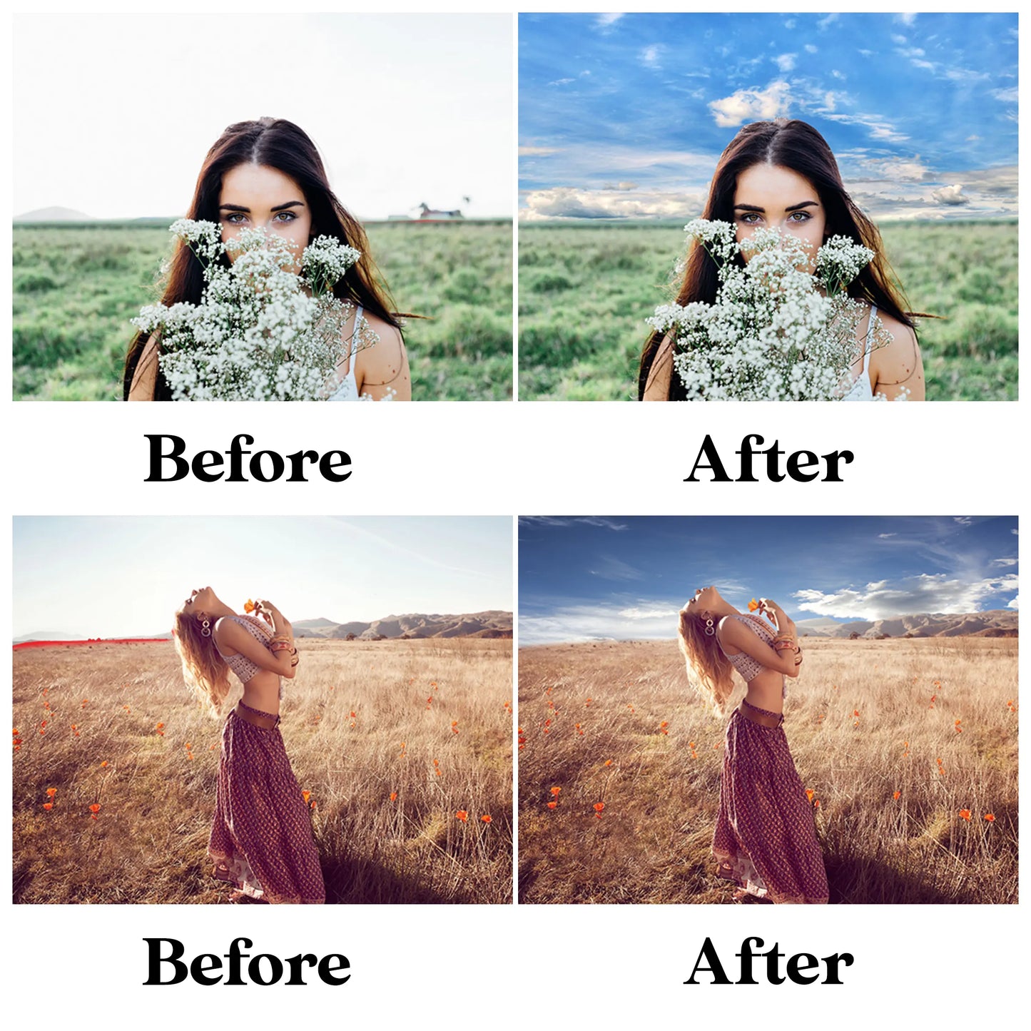 Blue Sky Overlays for Photoshop - Cloudy Digital Backdrops