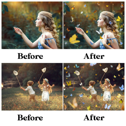 Butterfly Overlays for Photoshop - Realistic Flying Butterflies and Spring PNG