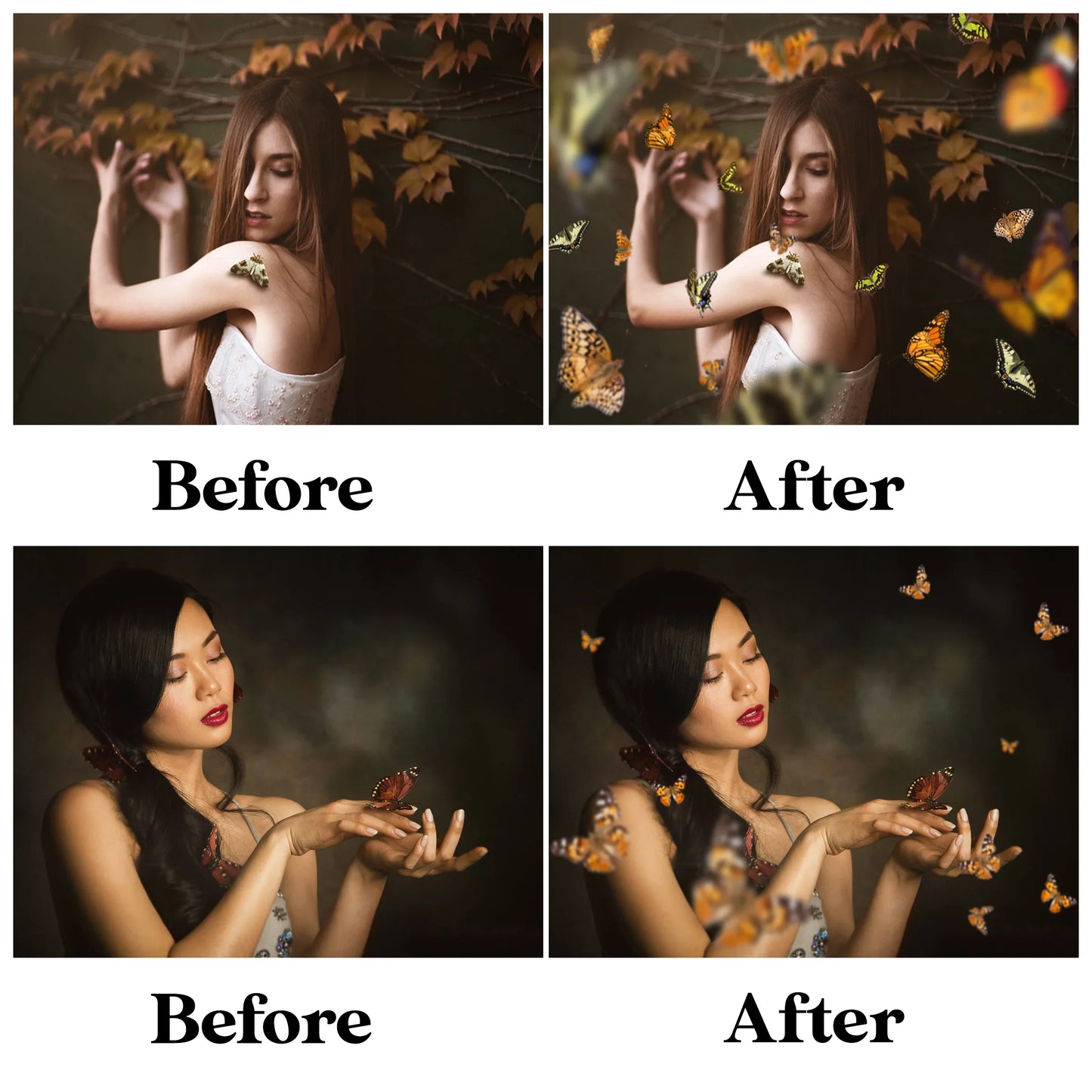 Butterfly Overlays for Photoshop - Realistic Flying Butterflies and Spring PNG