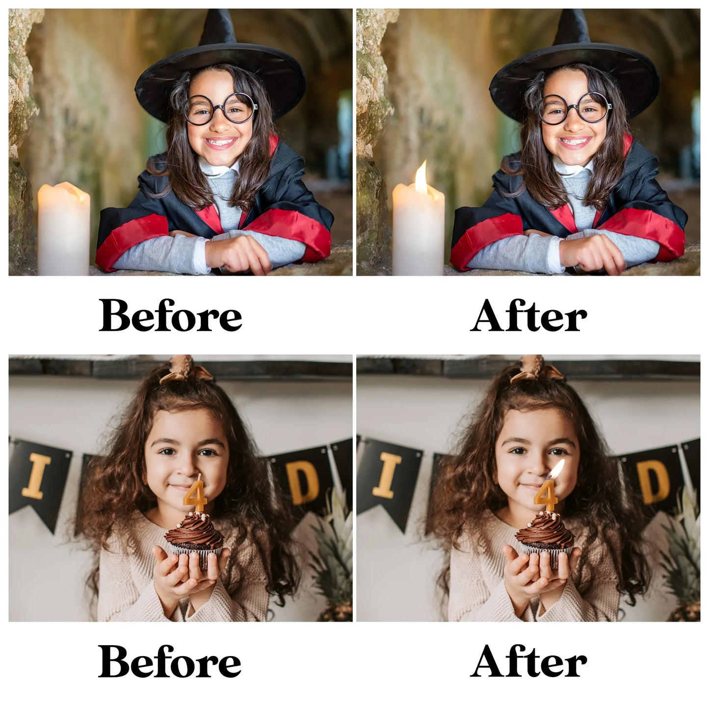 Candle Flame Overlays for Photoshop - Christmas Magic Light