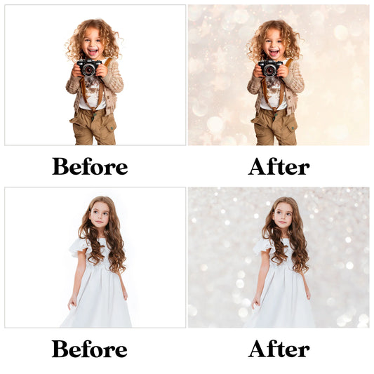 Christmas Bokeh Overlays for Photoshop - Golden Holiday and Festive Light Effects