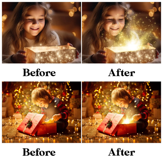 Christmas Gift Light Overlays for Photoshop - Magical Glow and Sparkle Effects