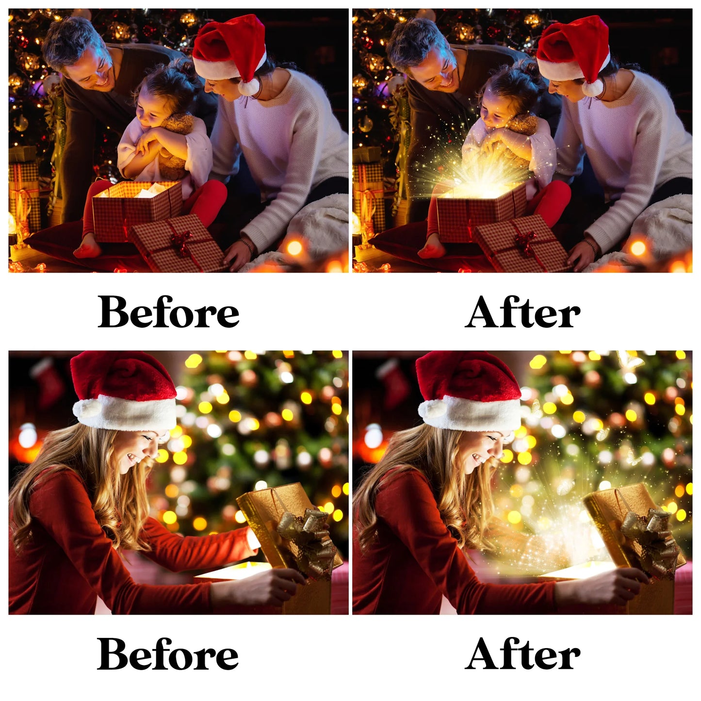 Christmas Gift Light Overlays for Photoshop - Magical Glow and Sparkle Effects