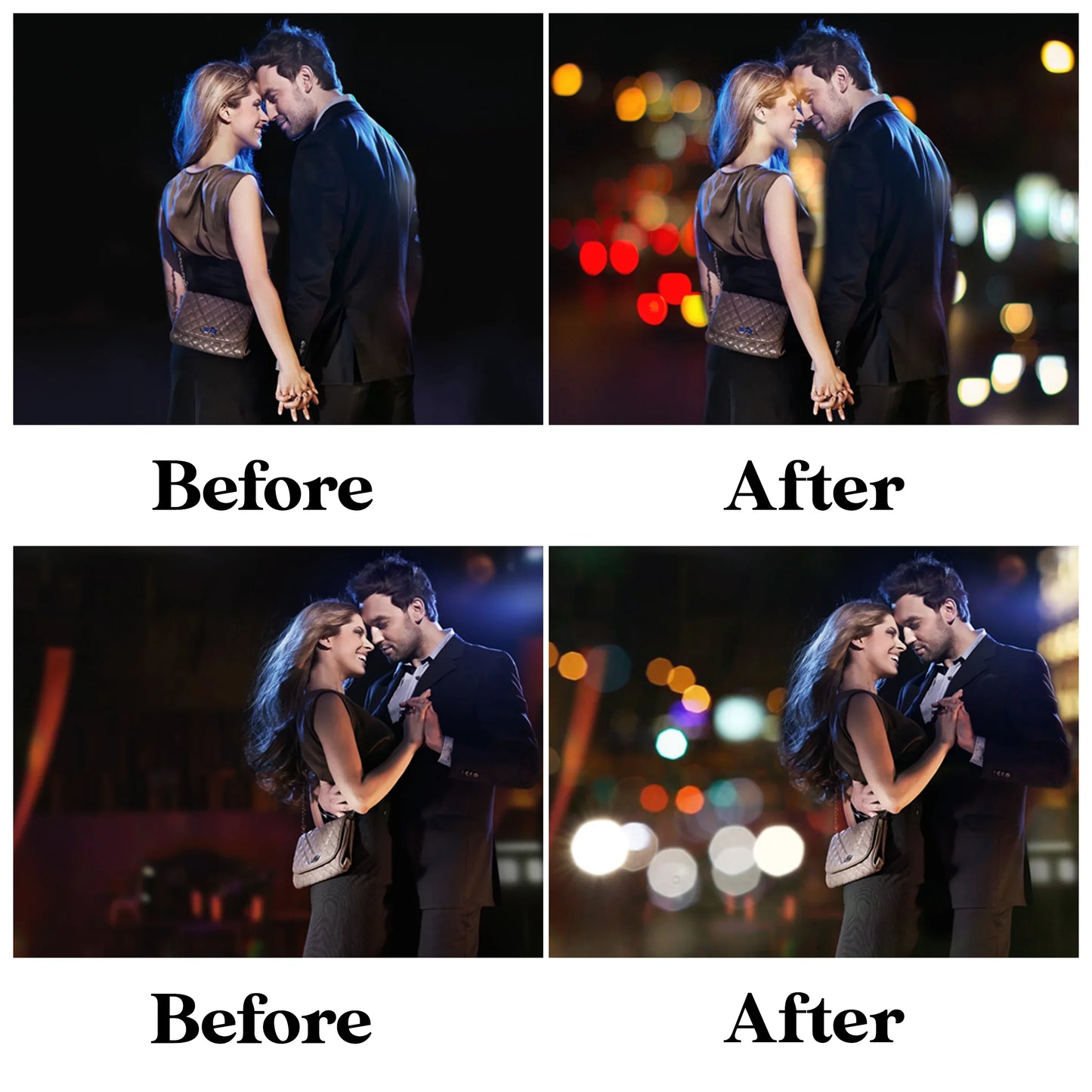 City Bokeh Light Overlays for Photoshop - Golden Street and Wedding Lights