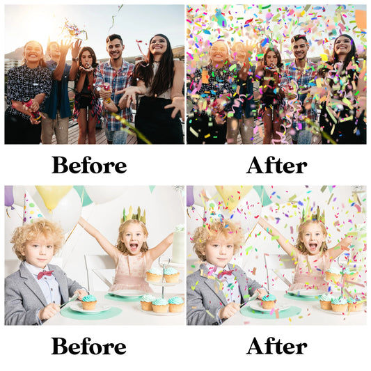Confetti Overlays for Photoshop - Realistic Falling Confetti and Party Props