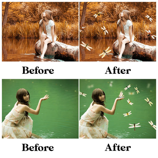 Dragonfly Overlays for Photoshop - Realistic Wings and Magical Garden Effects