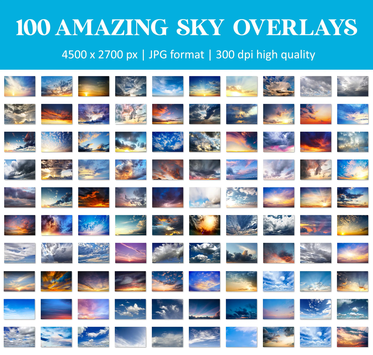 Dreamy Sky Overlay for Photoshop - Pastel Sunset and Cloud Effect