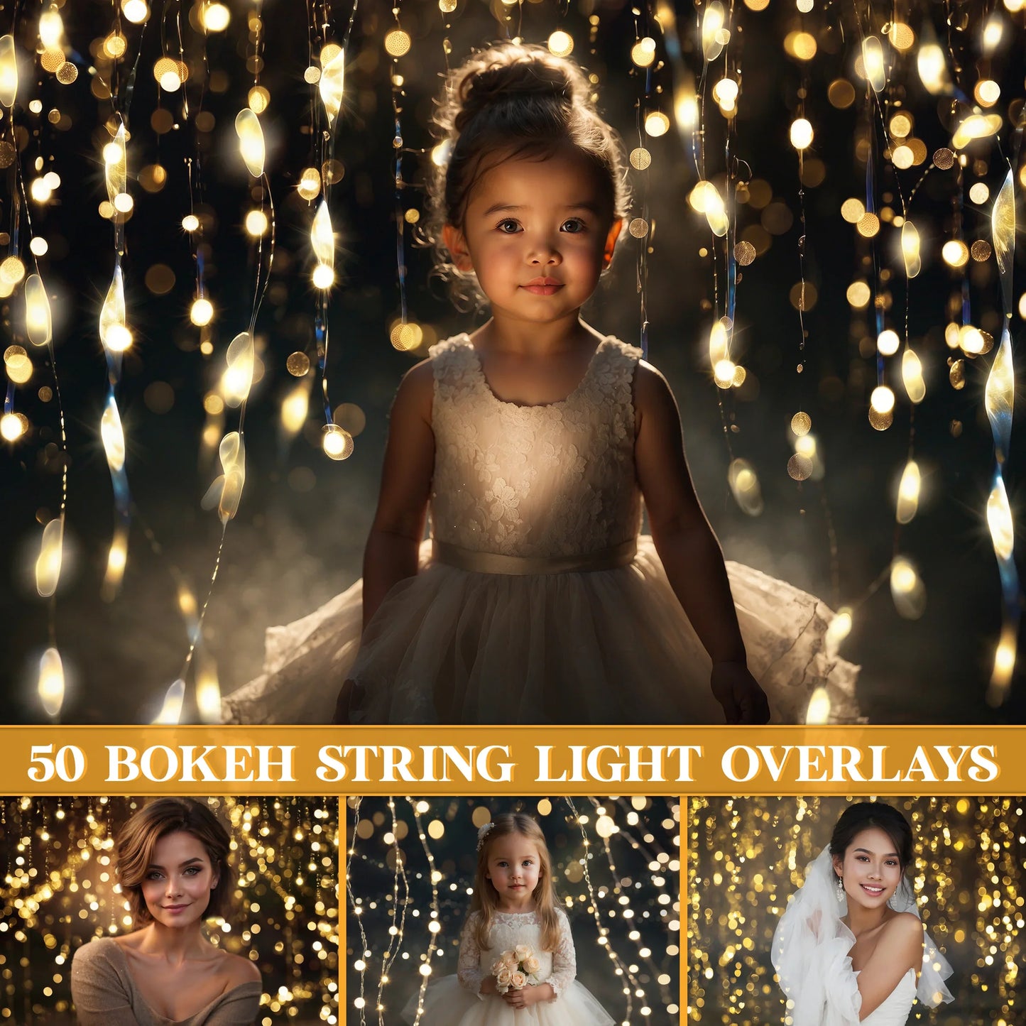 Fairy Light Bokeh Overlays for Photoshop - Twinkle and Romantic Glow Effects