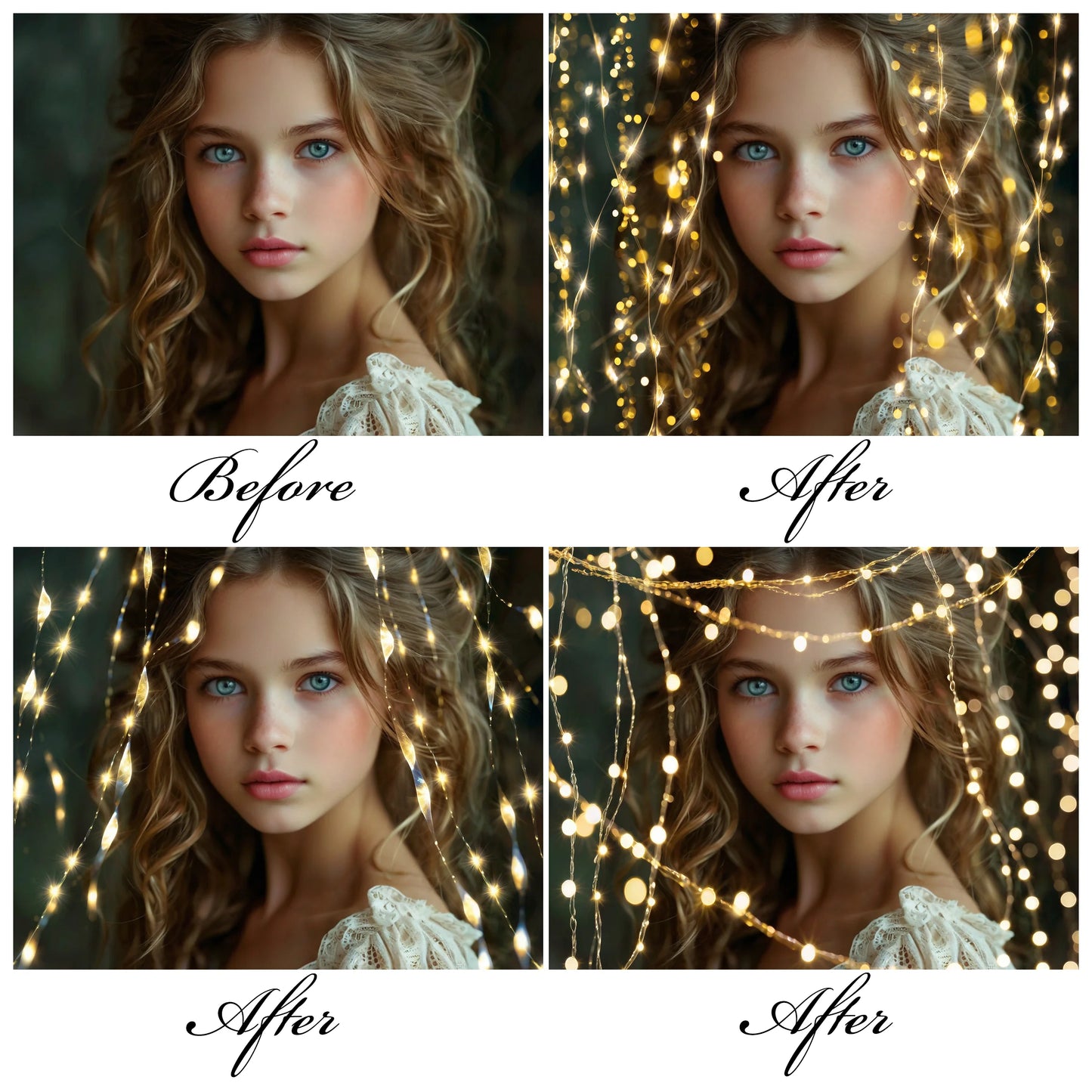 Fairy Light Bokeh Overlays for Photoshop - Twinkle and Romantic Glow Effects