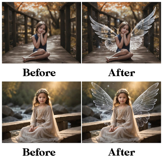 Fairy Wings Overlays for Photoshop - Sparkly Transparent PNG