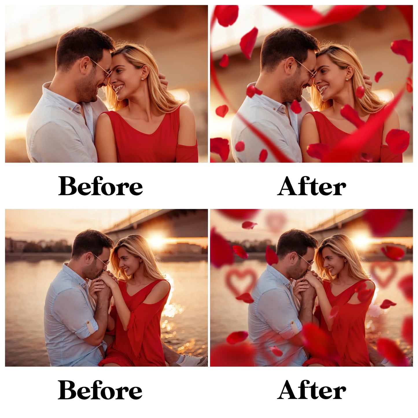 Falling Rose Petals Overlay for Photoshop - Valentine's Wedding Effects