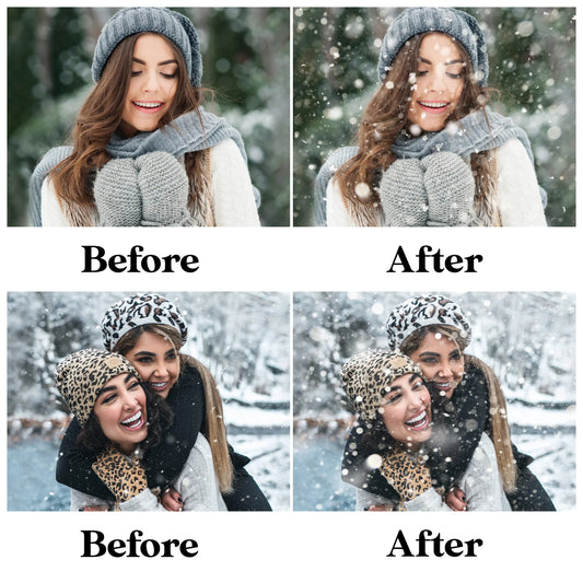 Falling Snow Overlays for Photoshop - Winter Christmas Effects