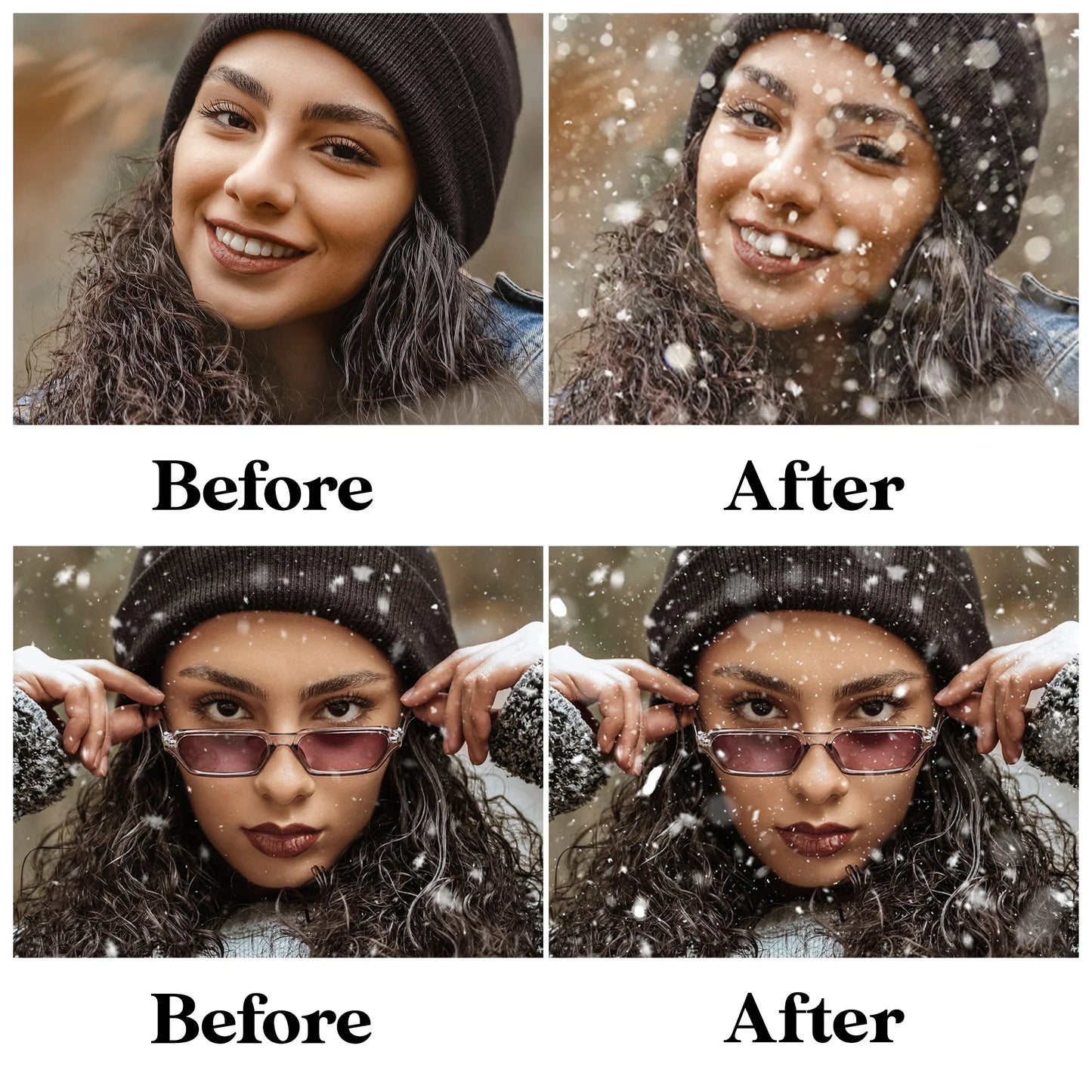 Falling Snow Overlays for Photoshop - Winter Christmas Effects
