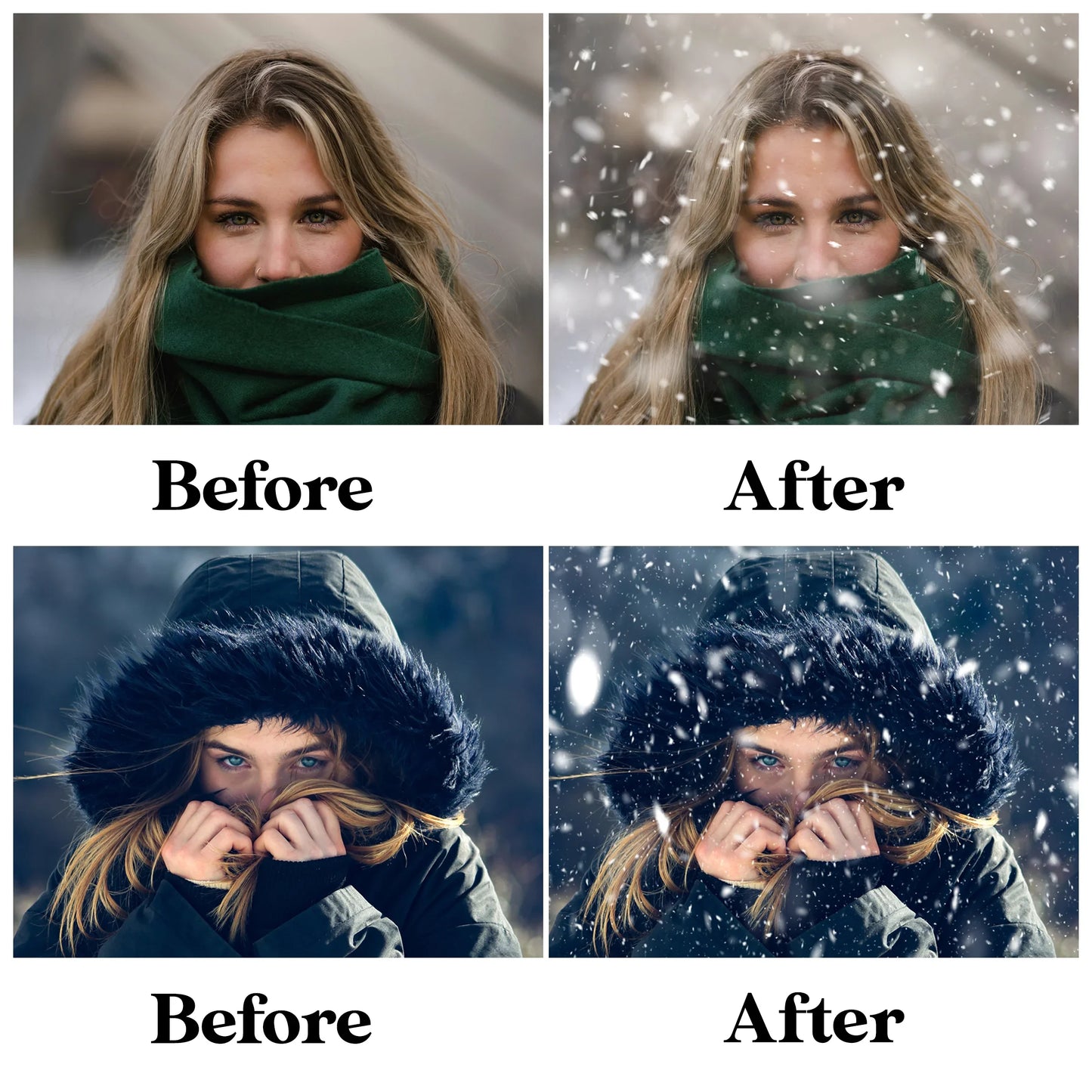 Falling Snow Overlays for Photoshop - Winter Christmas Effects