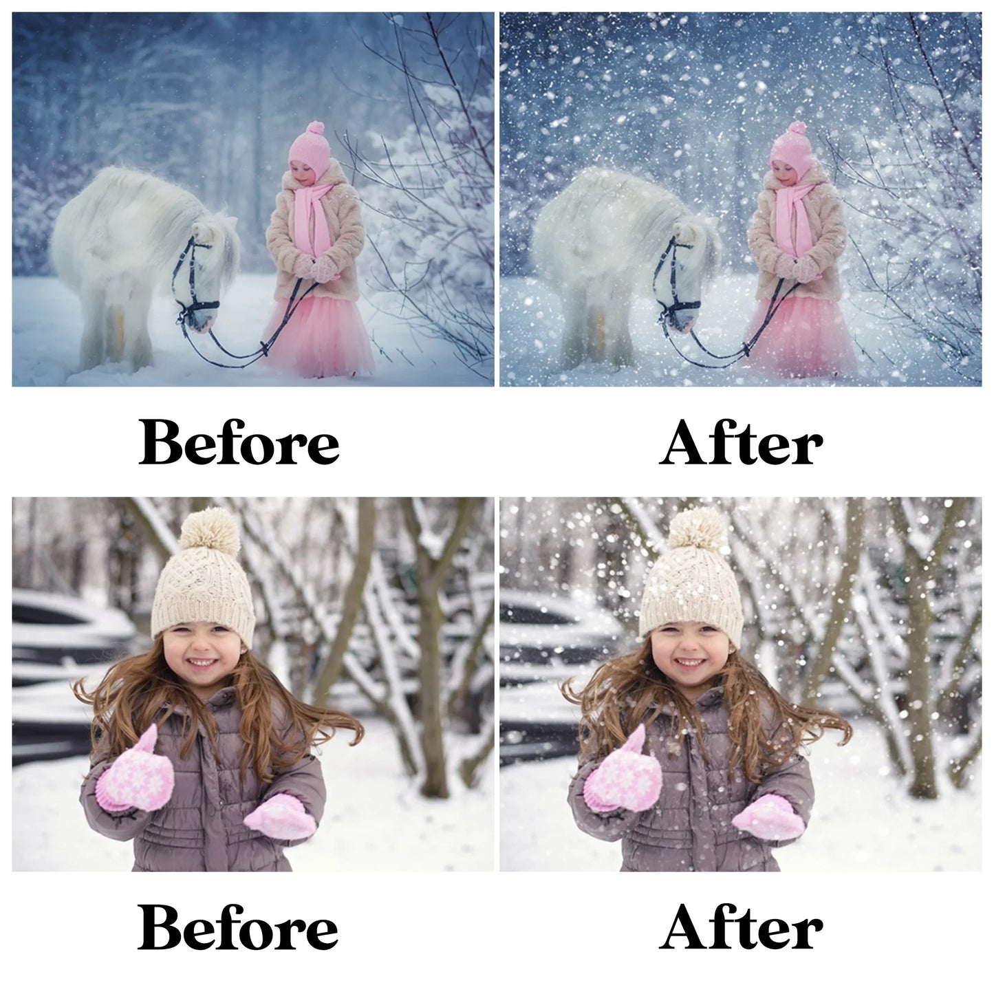 Falling Snow Overlays for Photoshop - Winter Christmas Effects