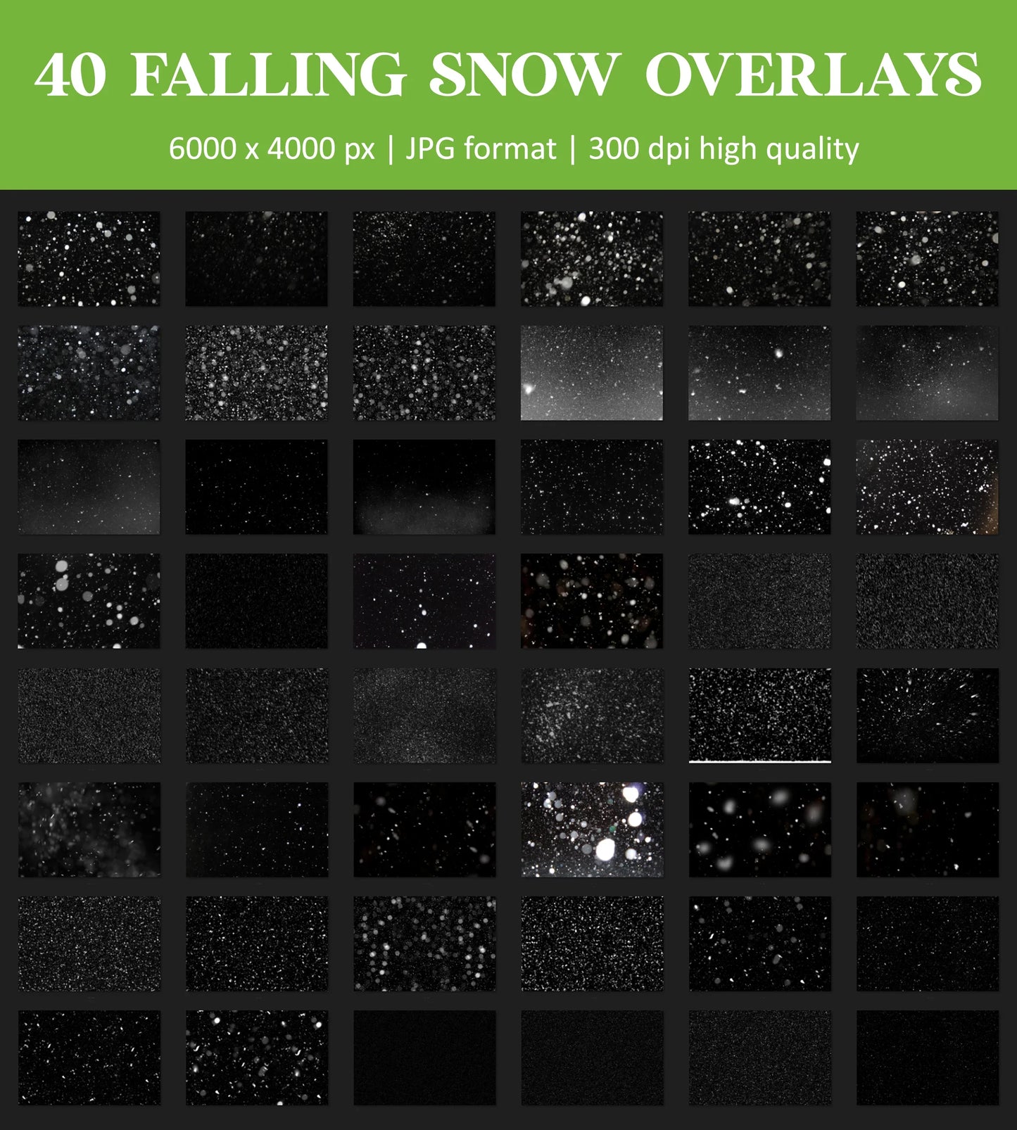 Falling Snow Overlays for Photoshop - Winter Christmas Effects