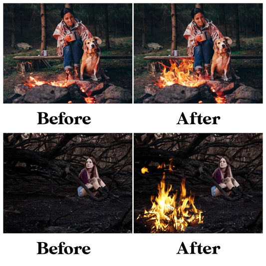 Fire Overlay for Photoshop - Realistic Campfire Flames