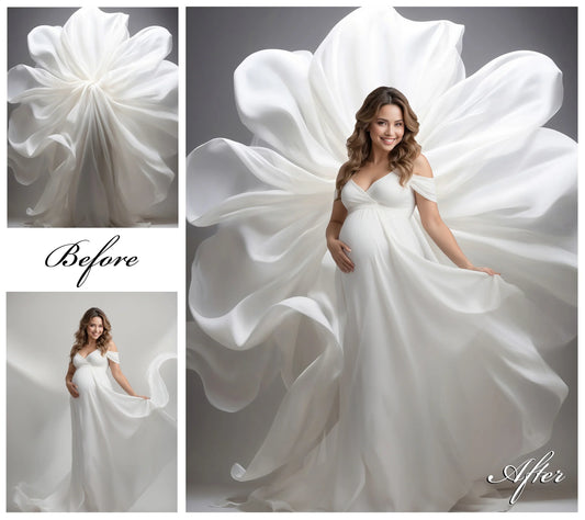 Floral Maternity Backdrops for Photoshop - Pregnancy Portrait Flower Effects