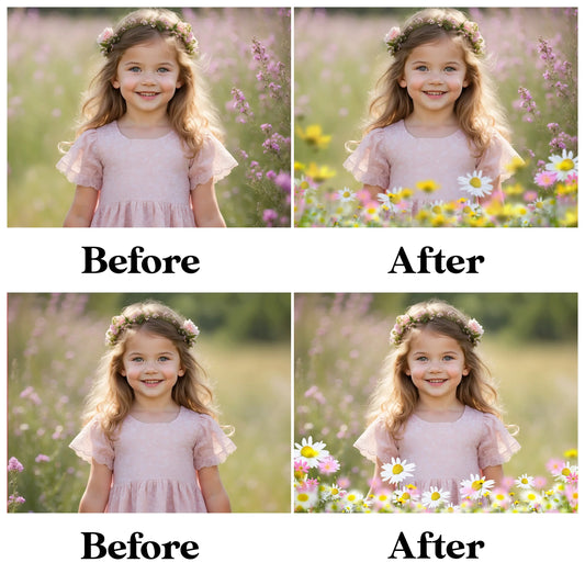 Flower Meadow Overlays for Photoshop - Spring and Summer Wildflowers