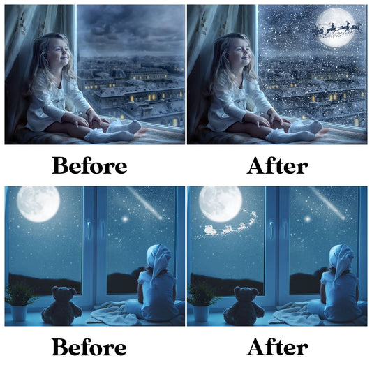 Flying Santa Overlays for Photoshop - Christmas Sleigh and Reindeer Effects