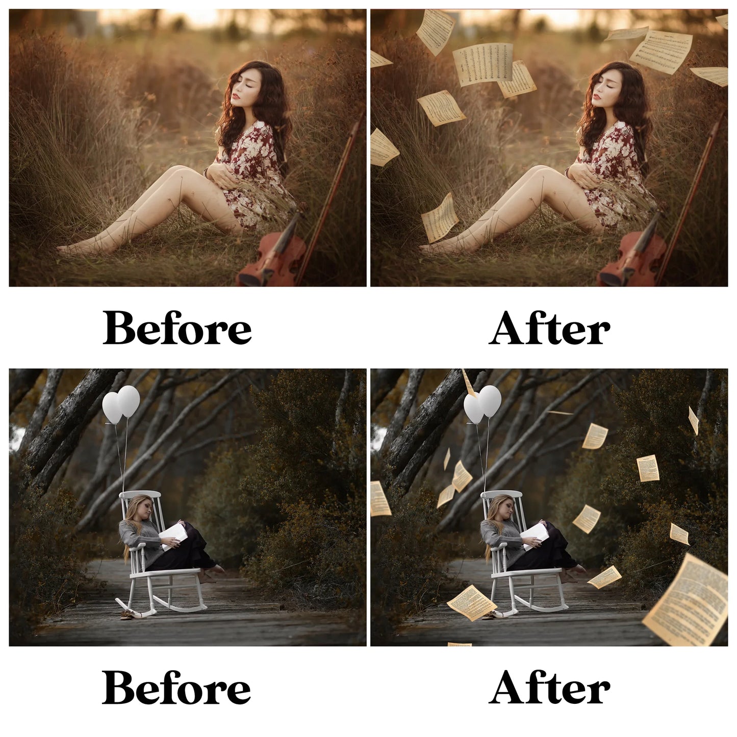 Flying Sheets Overlays for Photoshop - Sheet Music and Senior Photo Props