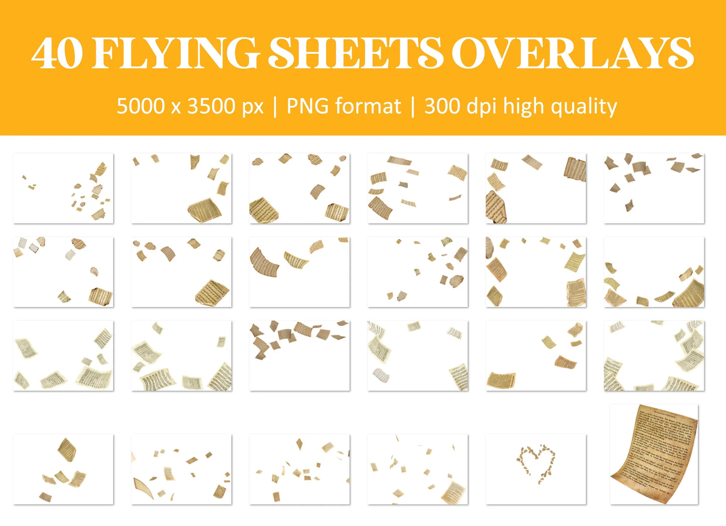 Flying Sheets Overlays for Photoshop - Sheet Music and Senior Photo Props