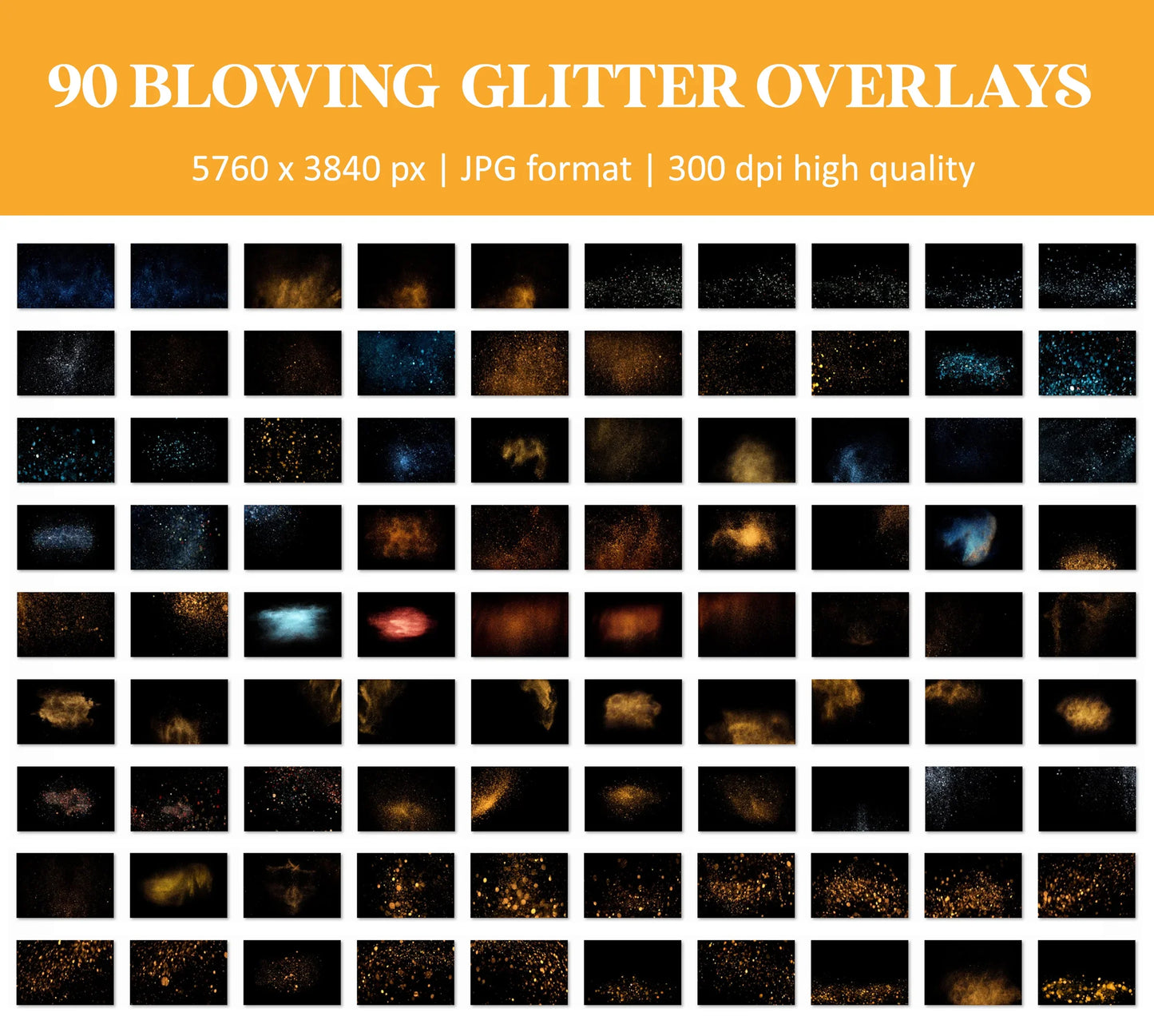 Glitter Overlays for Photoshop - Blowing Gold Dust Effects