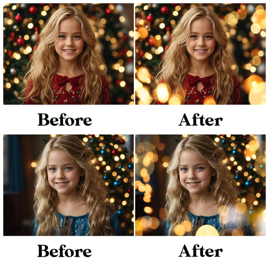 Gold Bokeh Overlays for Photoshop - Christmas Sparkle and Holiday Lights