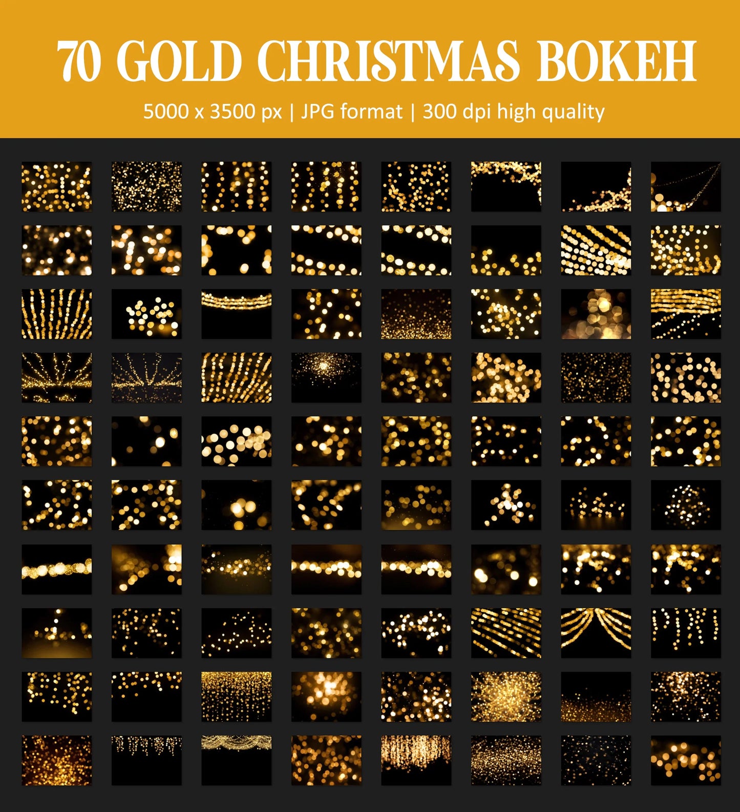 Gold Christmas Overlays for Photoshop - Holiday Bokeh and Festive Atmosphere
