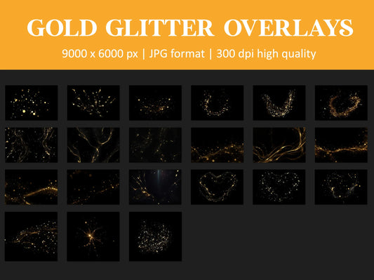 Gold Glitter Photo Overlay for Photoshop - Wedding Shimmer and Festive Sparkle
