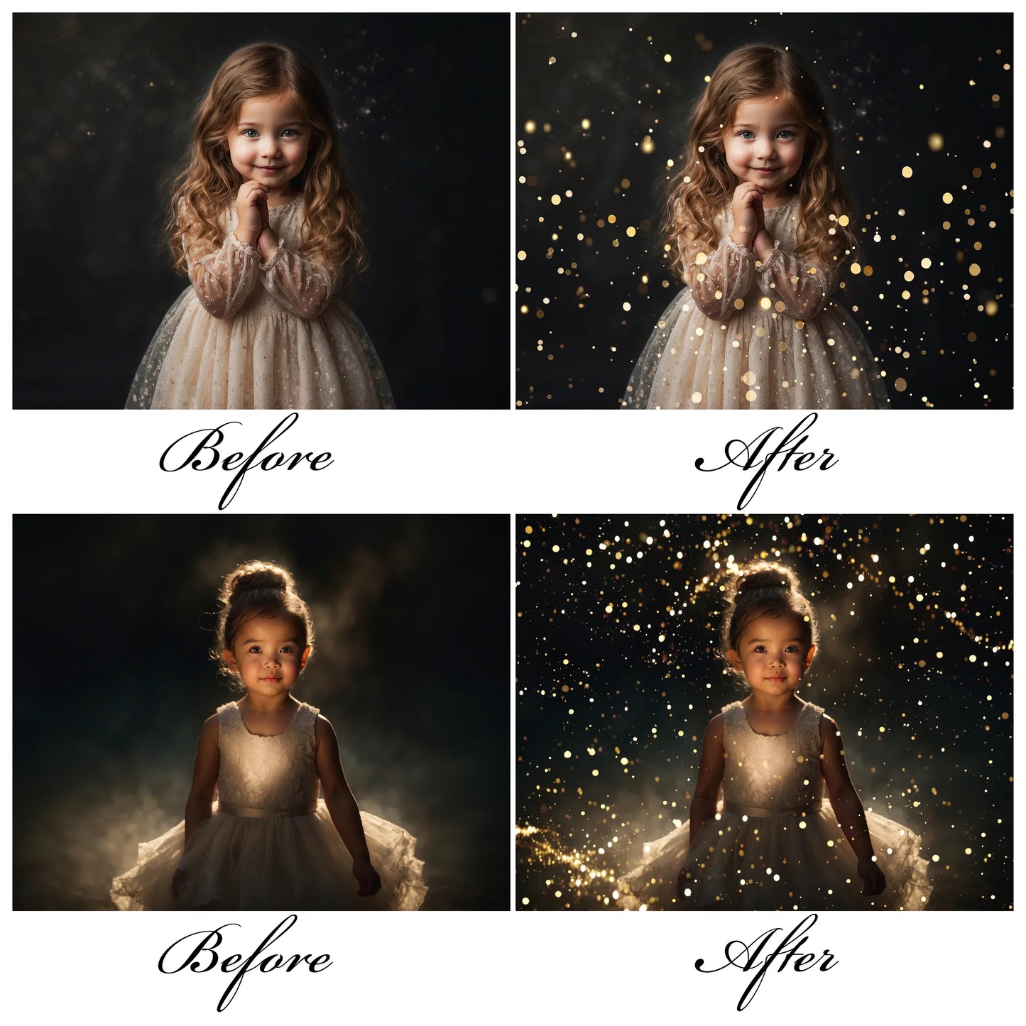 Gold Glitter Photo Overlay for Photoshop - Wedding Shimmer and Festive Sparkle