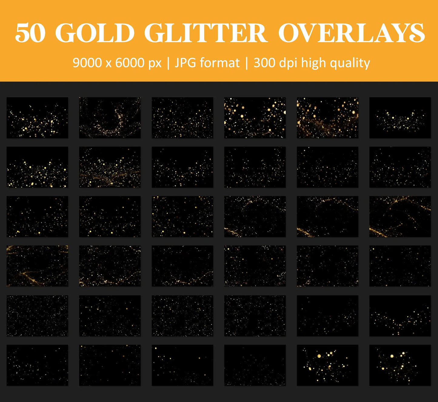 Gold Glitter Photo Overlay for Photoshop - Wedding Shimmer and Festive Sparkle