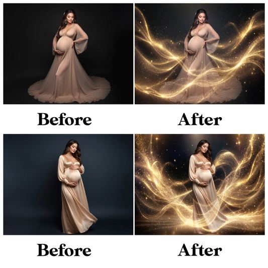 Gold Wave Maternity Overlays for Photoshop - Glitter Backgrounds
