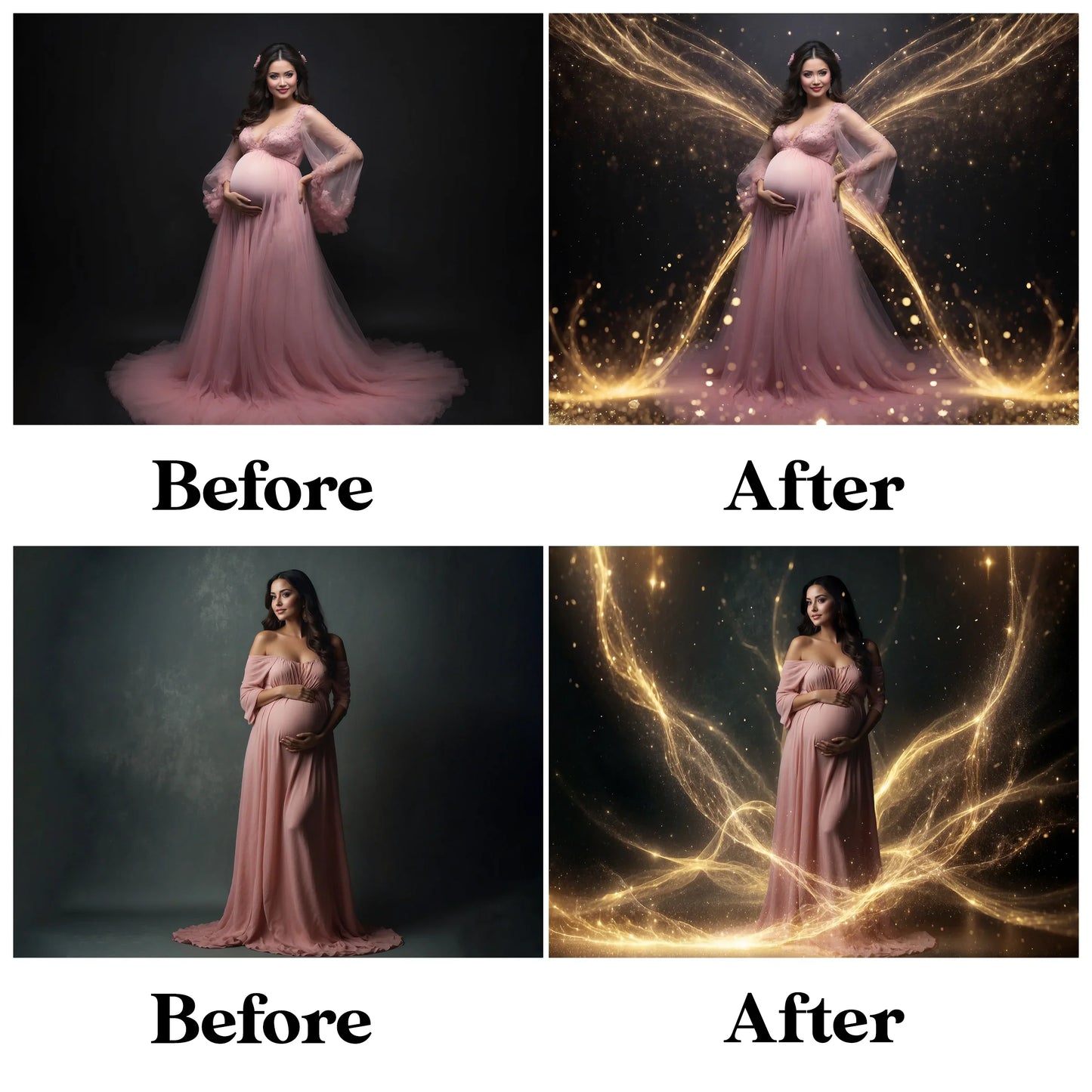 Gold Wave Maternity Overlays for Photoshop - Glitter Backgrounds