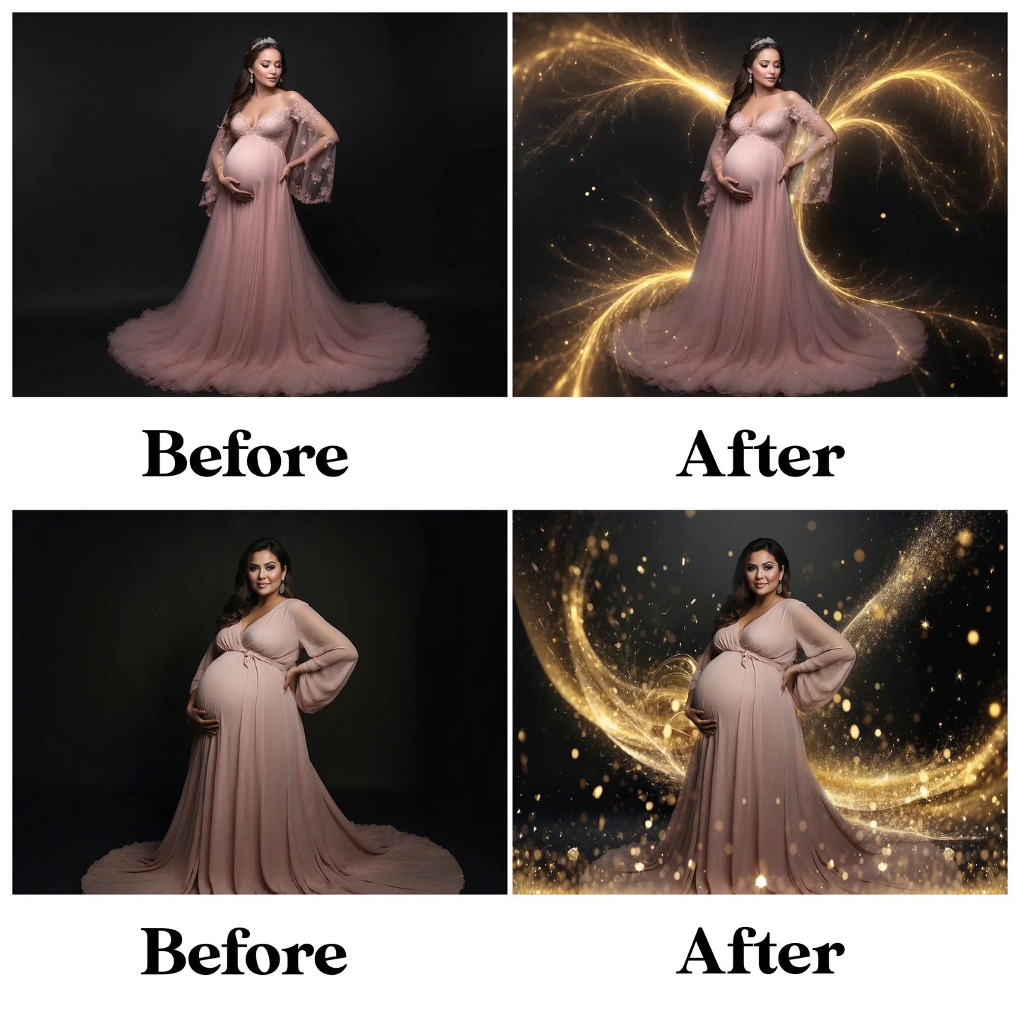 Gold Wave Maternity Overlays for Photoshop - Glitter Backgrounds
