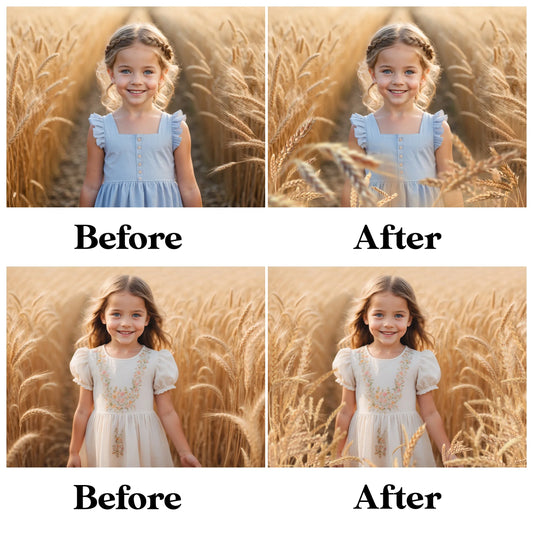 Golden Wheat Field Overlays for Photoshop - Summer Flower Fields