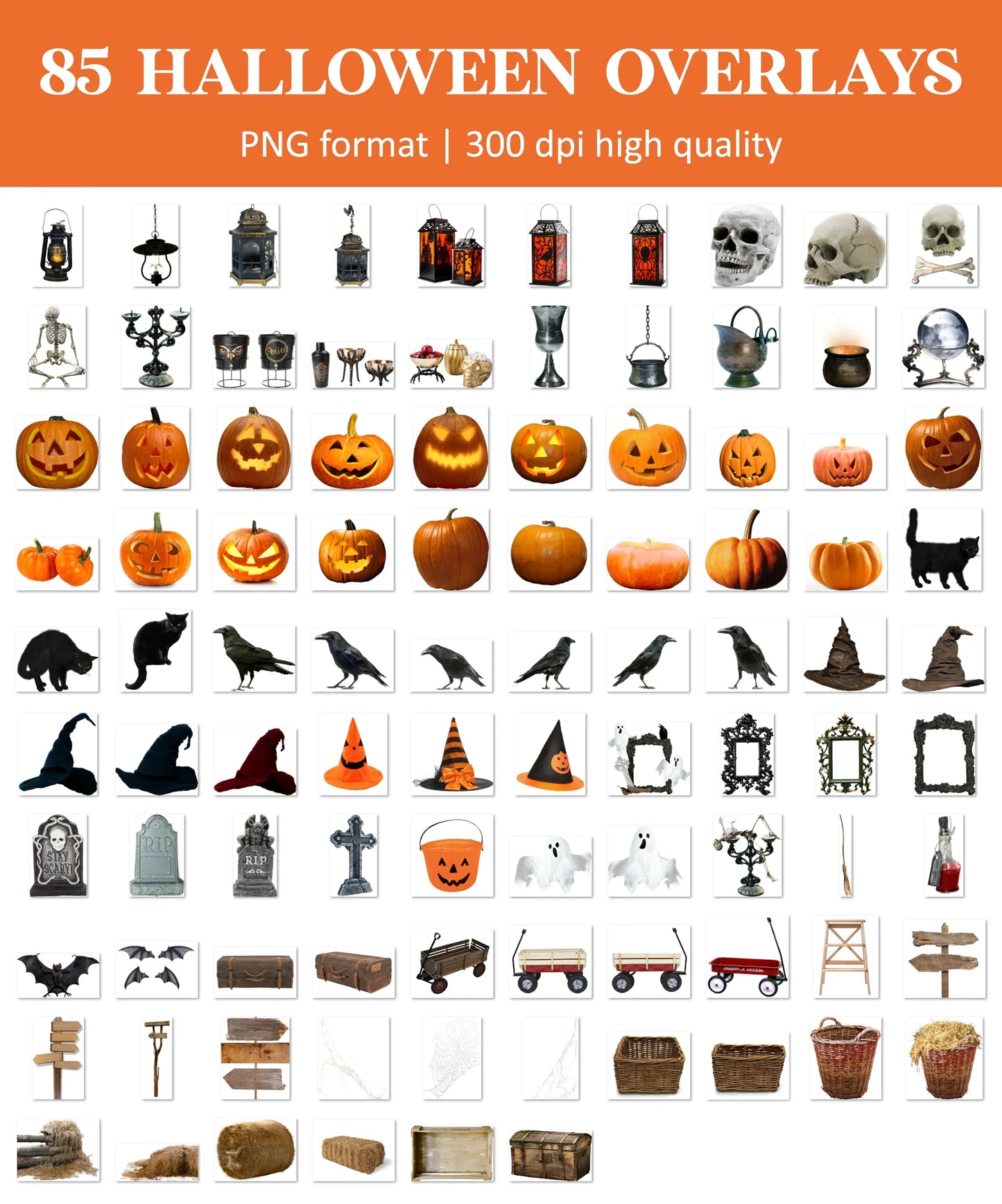 Halloween Overlay for Photoshop - Pumpkin and Witch Hat Effects