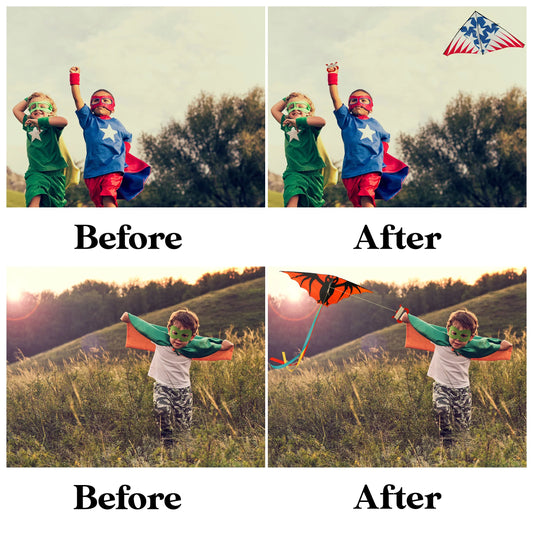 Kite Overlays for Photoshop - Flying Diamond Shapes