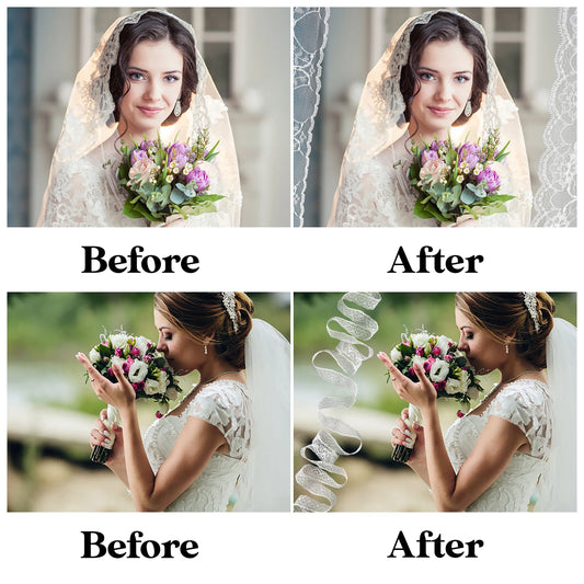 Lace Border Overlays for Photoshop - Vintage Wedding and Scrapbook Frame Effects