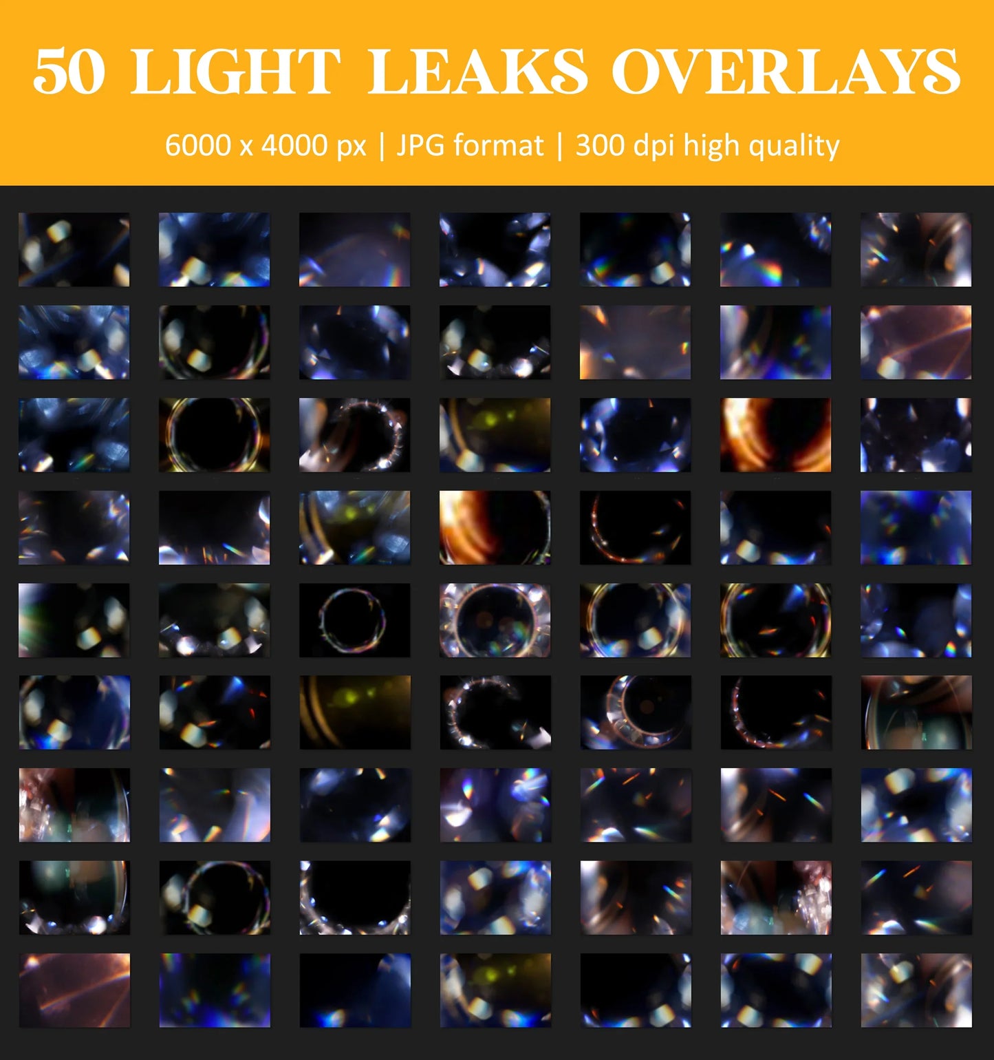 Light Leak Overlays for Photoshop - Rainbow Flare and Sun Effects
